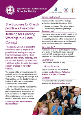 Short Courses at New College Einburgh