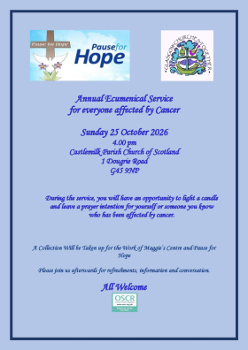 Annual Ecumenical Pause For Hope Service - 25th October 2026 