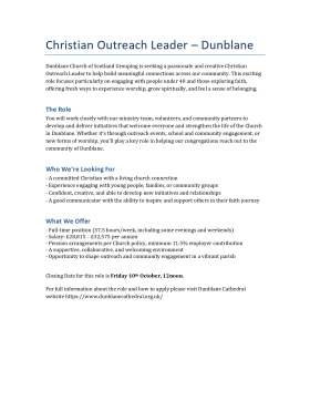 Christian Outreach Leader Dunblane Cathedral and St Blane’s 