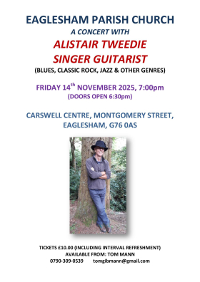 Eaglesham Parish Church Concert 14th November 2025 at Carswell Centre, Eaglesham 7pm