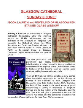 Glasgow Cathedral Book Launch and Stained Glass Window Commissioning - Sunday 8th June