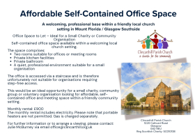 Office Space to Let – Ideal for a Small Charity or Community Organisation
