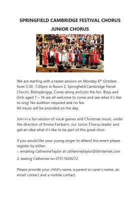 SPRINGFIELD CAMBRIDGE FESTIVAL CHORUS JUNIOR CHORUS