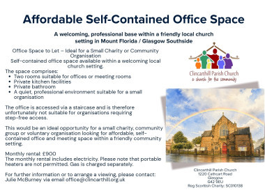 Office Space to Let – Ideal for a Small Charity or Community Organisation